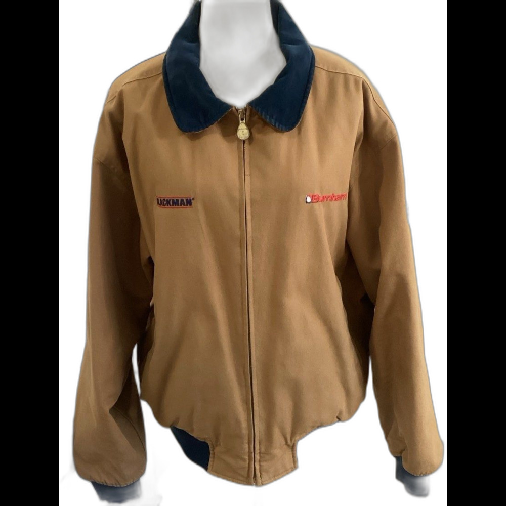 Burnham Jacket Men's Size L Color Brown Canvas Bomber Style Quilted Lining